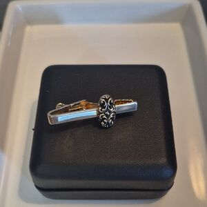 Gold and Silver Tie Clip with Ornate Design